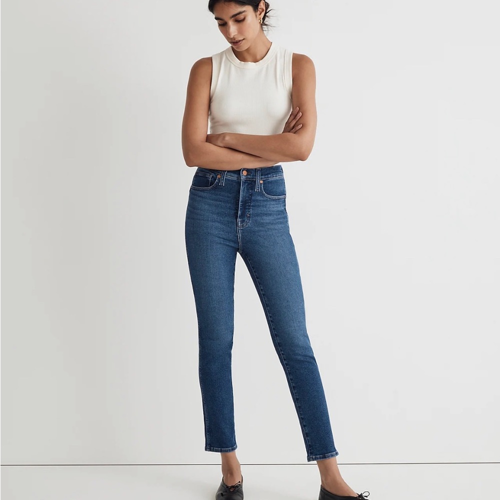 Madewell high riser skinny ankle jeans dark rinse 28